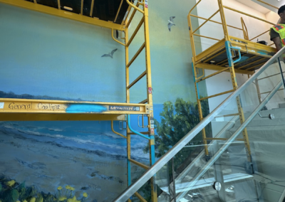 Scaffolding and process for application of wall covering