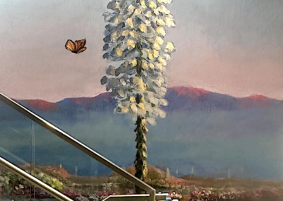 Yucca in bloom and butterflies